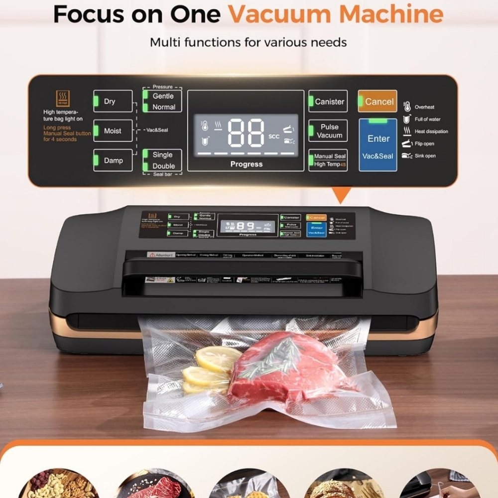 Black and Gold Vacuum Sealer Machine - Picture 8 of 10